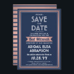 Bat Mitzvah Moderne Marine Blue Pink Rose Gold Tre Save The Date<br><div class="desc">Laden Sie Familie und Freunde zu einer eleganten Fledermausmitzvah Zeremonie und Feiern für sie mit dieser marineblauen, blauen und rosa Rosengoldeinladung Save the Date. Der gesamte Text ist einfach zu verändern, sodass er jeden beliebigen Wortlaut in Bezug auf den Dienst, die Tora-Lektüre und das Party enthalten kann. Das Design besticht...</div>