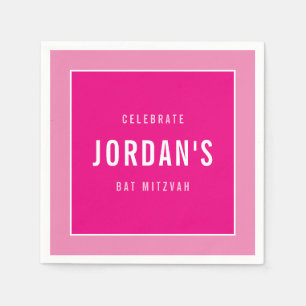 BAT MITZVAH Moderner Fettblock hübsch rosa Serviette