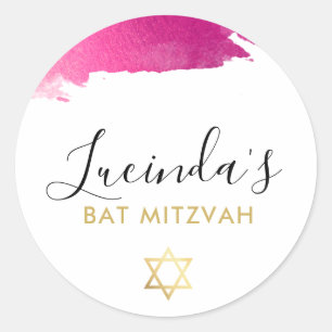 BAT MITZVAH Moderner Luxus vergoldetes goldfarbene Runder Aufkleber
