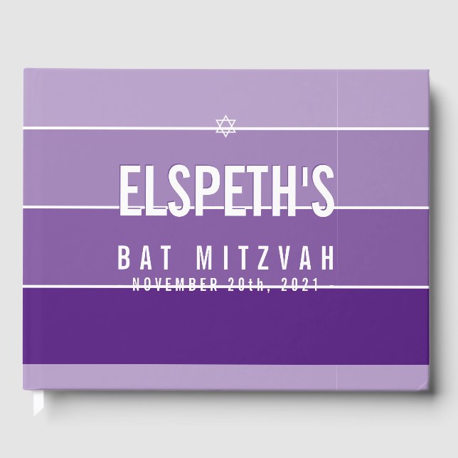 BAT MITZVAH Modernes, fett gewachsenes ombre block Gästebuch (Vorderseite)
