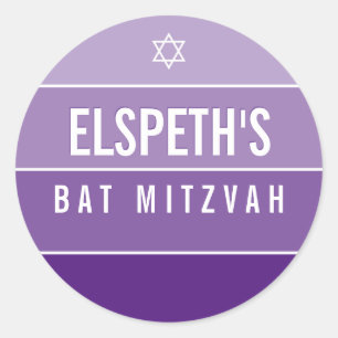 BAT MITZVAH Modernes, fett gewachsenes ombre block Runder Aufkleber
