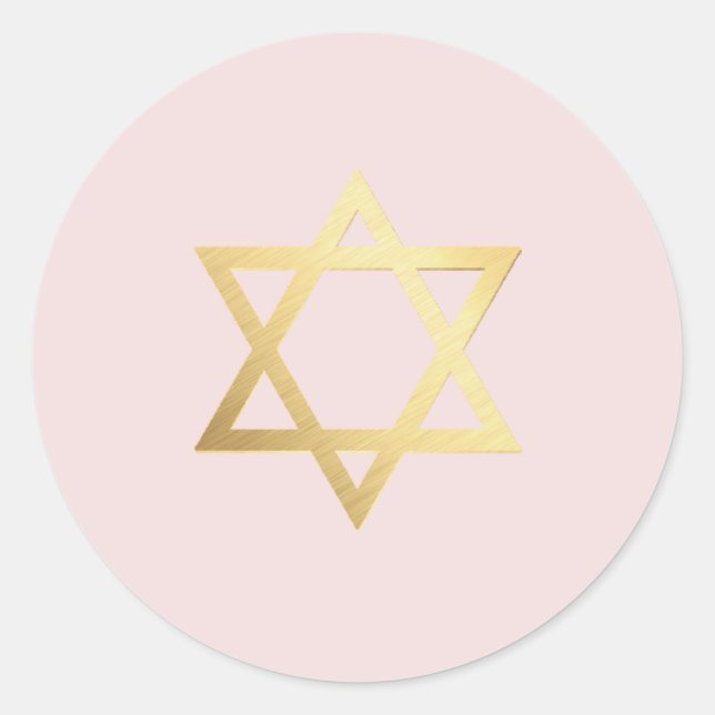 BAT MITZVAH Modernes goldenes jüdisches Sternenrot Runder Aufkleber (Vorderseite)