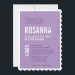 BAT MITZVAH Modernes minimales Design lila Einladung<br><div class="desc">durch kat massard > WWW.SIMPLYSWEETPAPERIE.com Liebe des Designs, aber möchte einige Änderungen sehen - ein anderes Farbschema, Produkt, ein Foto hinzufügen oder angepasst für einen anderen Anlass - keine Sorge einfach kontaktieren Sie mich - ich bin gerne zu helfen! - - - - - - - - - - -...</div>
