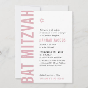 BAT MITZVAH Modernes, minimales Mädchen, duskisch  Einladung