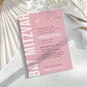 BAT MITZVAH Modernes, minimales Mädchen, duskisch Einladung