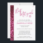 Bat Mitzvah Modernes Rosa Minimaler Glitzer Streif Einladung<br><div class="desc">Rosa und schwarz modernen funkelnd Glitzer elegant Bat Mitzvah Einladung für eine moderne und lustige rosa Thema Mitzvah Zeremonie und Mittag. Die Koordination von Einladungskarten und Dekorationen zur Vervollständigung Ihres eleganten und mädchenhaften Bat Mitzvah-Themas finden Sie im Designer-Shop Paper Grape Zazzle.</div>