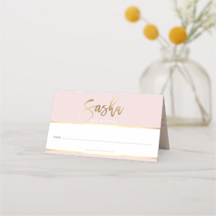 BAT MITZVAH Modernes, rosa Rosa Goldname SASHA Platzkarte