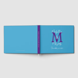 Bat Mitzvah Monogram Sky Lila White Sign-In Gästebuch