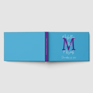 Bat Mitzvah Monogramm Himmelblau Lila Weiß Anmeldb Gästebuch