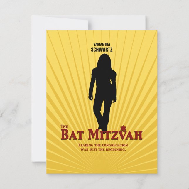 Bat Mitzvah Movie Star UAWG Repcard Gelb Blau RSVP Karte (Vorderseite)