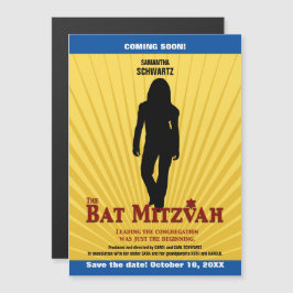 Bat Mitzvah Movie Star Yellow Blue Magneteinladung