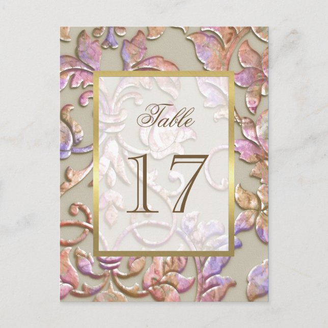 Bat Mitzvah Multi "Embossed Damask Tischnummer (Vorderseite)