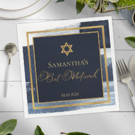 Bat Mitzvah Napkins | Abstraktes Blau Serviette
