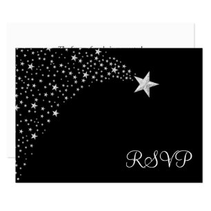 Bat mitzvah noir argenté RSVP d'étoiles filantes