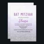 Bat Mitzvah Ombre Lavender Einladung<br><div class="desc">Bat Mitzvah Ombre Lavender Watercolor Imitate Silver Glitzer Einladung</div>