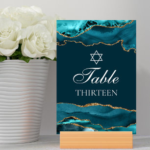 Bat Mitzvah Party Aquamarin Gold Star von David Tischnummer