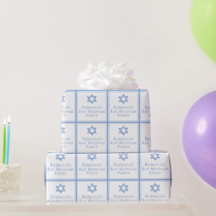 Bat Mitzvah Party Light Blue Star von David Geschenkpapier