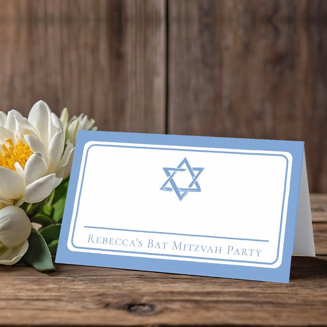 Bat Mitzvah Party Light Blue Star von David Platzkarte (Von Creator hochgeladen)
