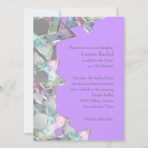 Bat Mitzvah Pastel Stern von David auf jeder Farbe Einladung