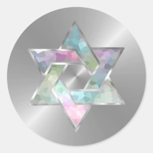 Bat Mitzvah Pastel Stern von David auf jeder Farbe Runder Aufkleber