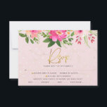 Bat Mitzvah Pink Floral Watercolor Gold Typografie RSVP Karte<br><div class="desc">Seien Sie stolz, freuen Sie sich und feiern Sie diesen Meilenstein Ihres Lieblings-Bat Mitzvah mit dieser raffinierten, personalisierten UAWG Insert-Karte für Ihre Veranstaltung! Eine atemberaubende, rosa und pfirsichfarbene Aquarellfarbe mit Imitaten, Goldfolien-Schrift-Typografie und moderne staubige Rose und graue Sans Serif-Typ Overlay versetzen einen weichen rosa & konfetti-Punktehintergrund. Zusätzliche Aquarellfarben-Blume und eine...</div>