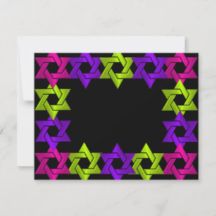 Bat Mitzvah Pink Green Lila Star Jede Farbe UAWG RSVP Karte