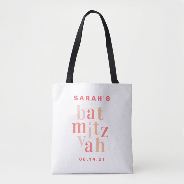 Bat Mitzvah Pink Moderne Typografie Tote Tasche (Vorderseite)
