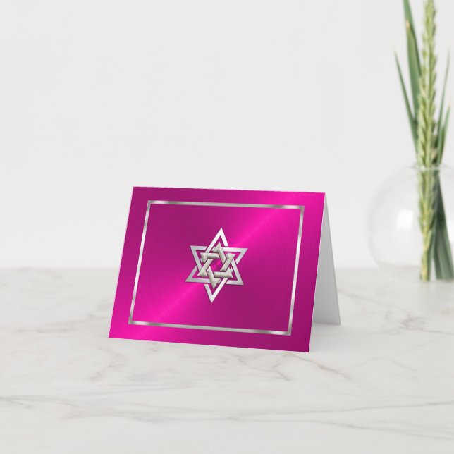 Bat Mitzvah Pink Sheen Dankeschön Karte (Vorderseite)