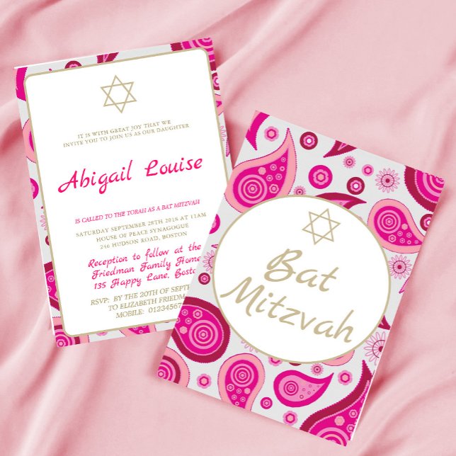 Bat Mitzvah Pink Star von David Moderne Einladung (Von Creator hochgeladen)