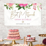 Bat Mitzvah Pink Watercolor Floral Gold Script Banner<br><div class="desc">Herzlich willkommen im Party Bat Mitzvah! Lassen Sie sich von diesem atemberaubenden, modernen, stilvollen, personalisierten Banner in einen besonderen Tag hineinführen. Eine schicke, atemberaubende, rosa und pfirsichfarbene Aquarellfarbe mit Imitaten, Goldfolienskripttypografie, Stern von David und moderne staubige Rose und graue Sans Serif überlagern einen weißen Hintergrund. Personalisieren Sie den benutzerdefinierten Text...</div>