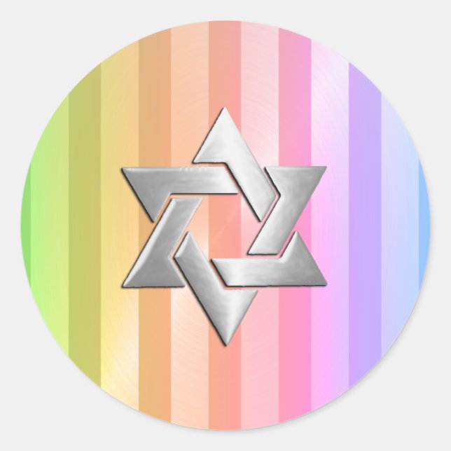 Bat Mitzvah Rainbow Stripe Star von David Runder Aufkleber (Vorderseite)