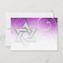 Bat Mitzvah Raspberry Shimmer Star RSVP Karte