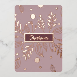 Bat Mitzvah REAL Rose Gold Modernes Flora Folieneinladung