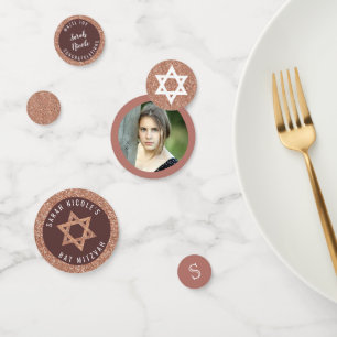 Bat Mitzvah Rose Gold Imitats Glitzer Glam Foto Konfetti
