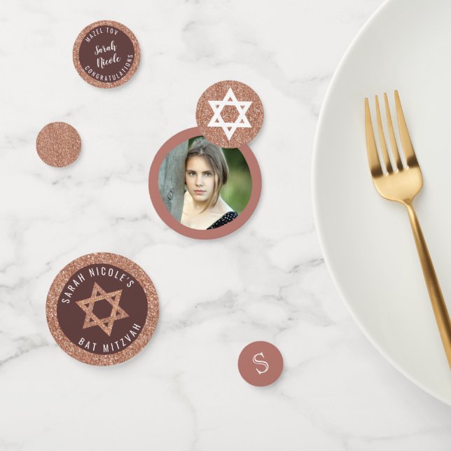 Bat Mitzvah Rose Gold Imitats Glitzer Glam Foto Konfetti (Gruppe)