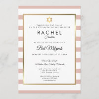 Bat Mitzvah Rose Gold und Weiß Streifen
