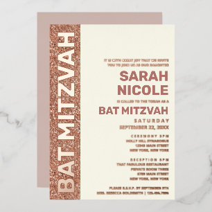 Bat Mitzvah Roségold Moderne Typografie Roségold Folieneinladung