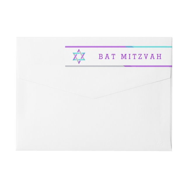 Bat Mitzvah Rücksendeadressen-Aufklebers | LILA +  (Rückseite)