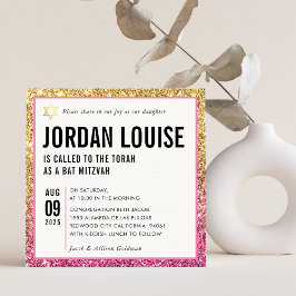 BAT MITZVAH schlichter, moderner, schicker pinkfar Einladung