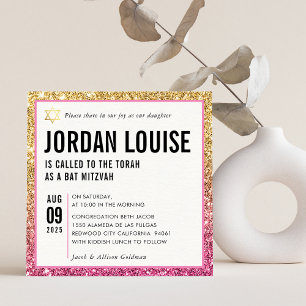 BAT MITZVAH schlichter, moderner, schicker pinkfar Einladung