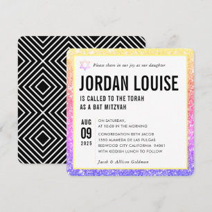 BAT MITZVAH schlichter, moderner schicker Regenbog Einladung