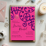 Bat Mitzvah Scroll Muster Lila Einladung<br><div class="desc">Bar Mitzvah und Bat Mitzvah laden Sets von Umua entworfen ein. Gedruckt und ausgeliefert von Zazzle oder seinen Partnern.</div>