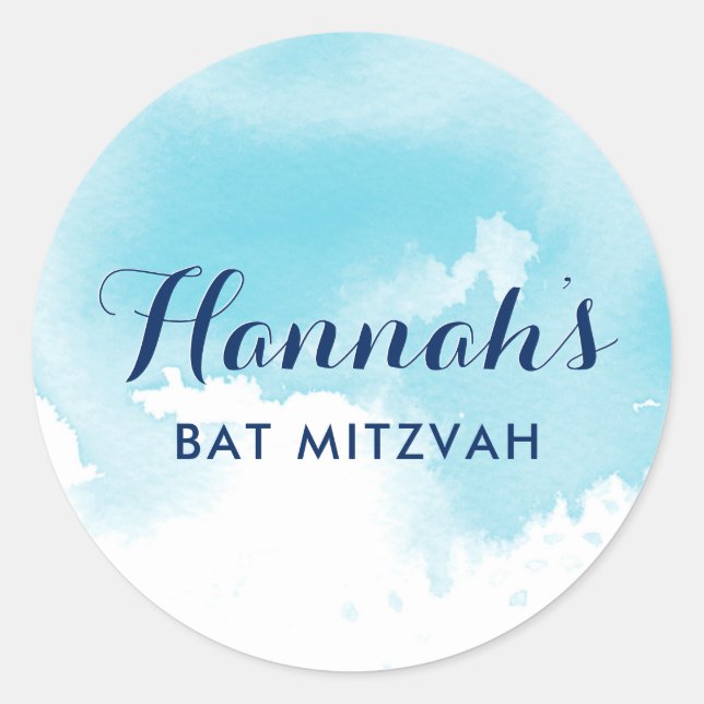 BAT MITZVAH SIEGEL Star Moderne Aquarelle Runder Aufkleber (Vorderseite)