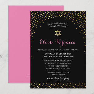 BAT MITZVAH Stilvolles Glamour Confetti Spot Gold  Einladung
