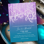 Bat Mitzvah Türkis Blau Lila Funkelnd Leuchten Einladung<br><div class="desc">Bar Mitzvah und Bat Mitzvah Einladung Set von Umua entworfen. Gedruckt und ausgeliefert von Zazzle oder ihren Partnern.</div>