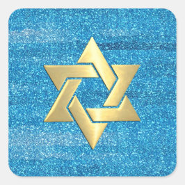 Bat Mitzvah Türkis Blue Glitzer mit Farbe Quadratischer Aufkleber