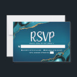 Bat Mitzvah Turquoise Ombre Gold Agate Script RSVP Karte<br><div class="desc">Seien Sie stolz, freuen Sie sich und feiern Sie diesen Meilenstein Ihres Lieblings-Bat Mitzvah mit dieser coolen, einzigartigen, modernen, personalisierten UAWG Insert-Karte für Ihre Veranstaltung! Weiße Schrift Typografie überlagert einen tieftürkisfarbenen, aquamarinen, blauen Hintergrund mit türkisblauem Age mit goldenen Adern aus Imitaten. Personalisieren Sie den benutzerdefinierten Text mit dem Datum "Antwort...</div>
