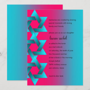 Bat Mitzvah Turquoise und Pink Ombre Star von Davi Einladung