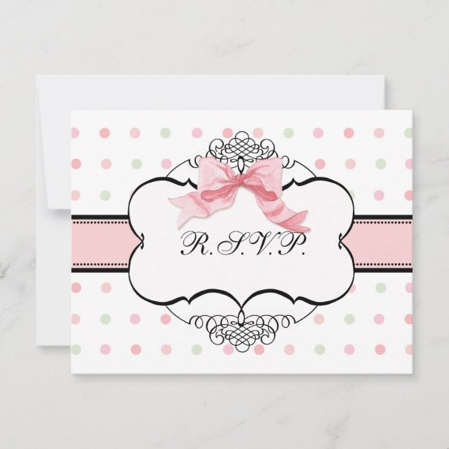 Bat Mitzvah UAWG Response - Französischer Bow Dot  RSVP Karte (Vorderseite)