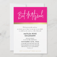 BAT MITZVAH ultra trendy modernes rosa schwarzes G